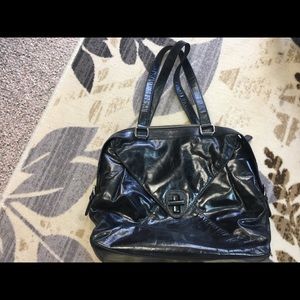 Oversized black leather bag